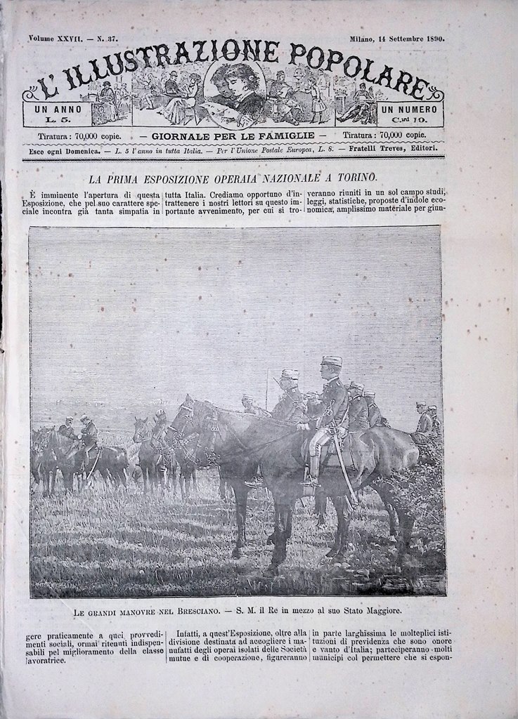 L'Illustrazione Popolare 14 Settembre 1890 Manovre nel Bresciano Lonigo Minatori