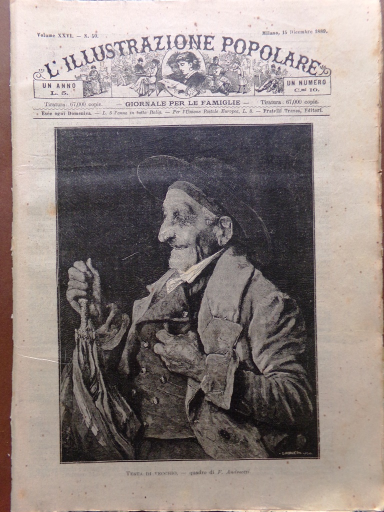 L'illustrazione Popolare 15 Dicembre 1889 Villa Verdi Manicomio Ricordi Parigi