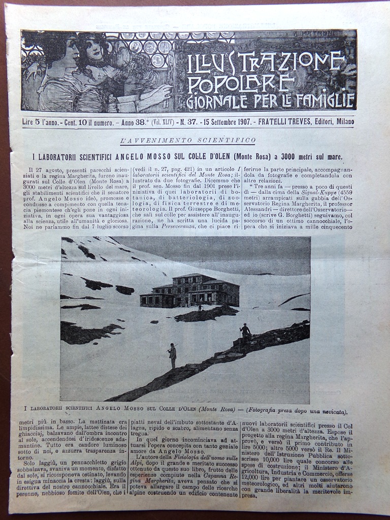 L'illustrazione Popolare 15 Settembre 1907 Eleonora Duse Angelo Mosso Sartorio