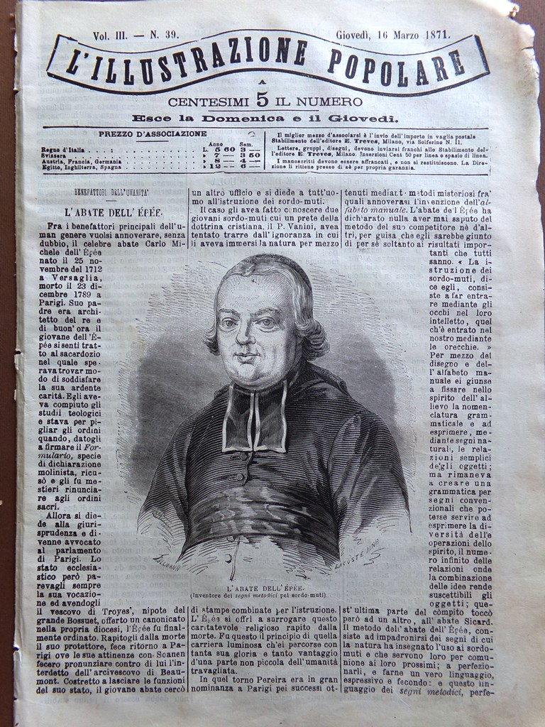 L'illustrazione Popolare 16 Marzo 1871 Charles-Michel de Épée Sceux Lussemburgo