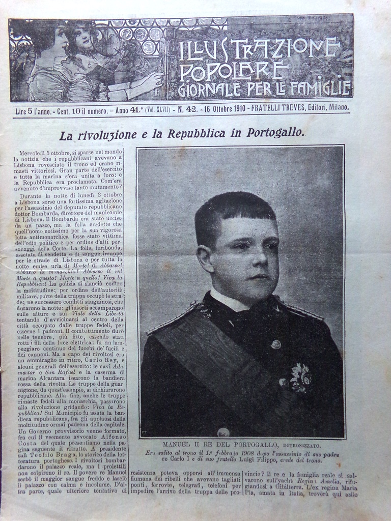 L'Illustrazione Popolare 16 Ottobre 1910 Repubblica Portogallo Disastri Velivoli