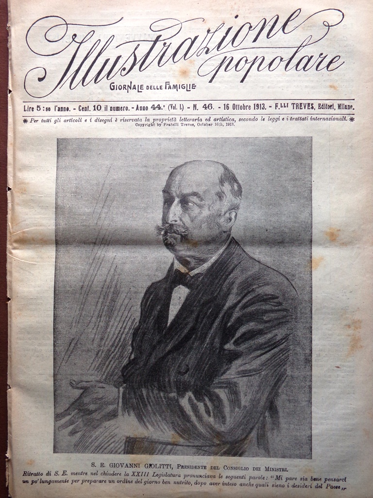 L'Illustrazione Popolare 16 Ottobre 1913 Giolitti Verdi Serbia Patti Boito …