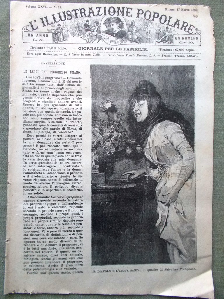 L'illustrazione Popolare 17 Marzo 1889 Postiglione Carrutti Amalfi Paolo Ferrari