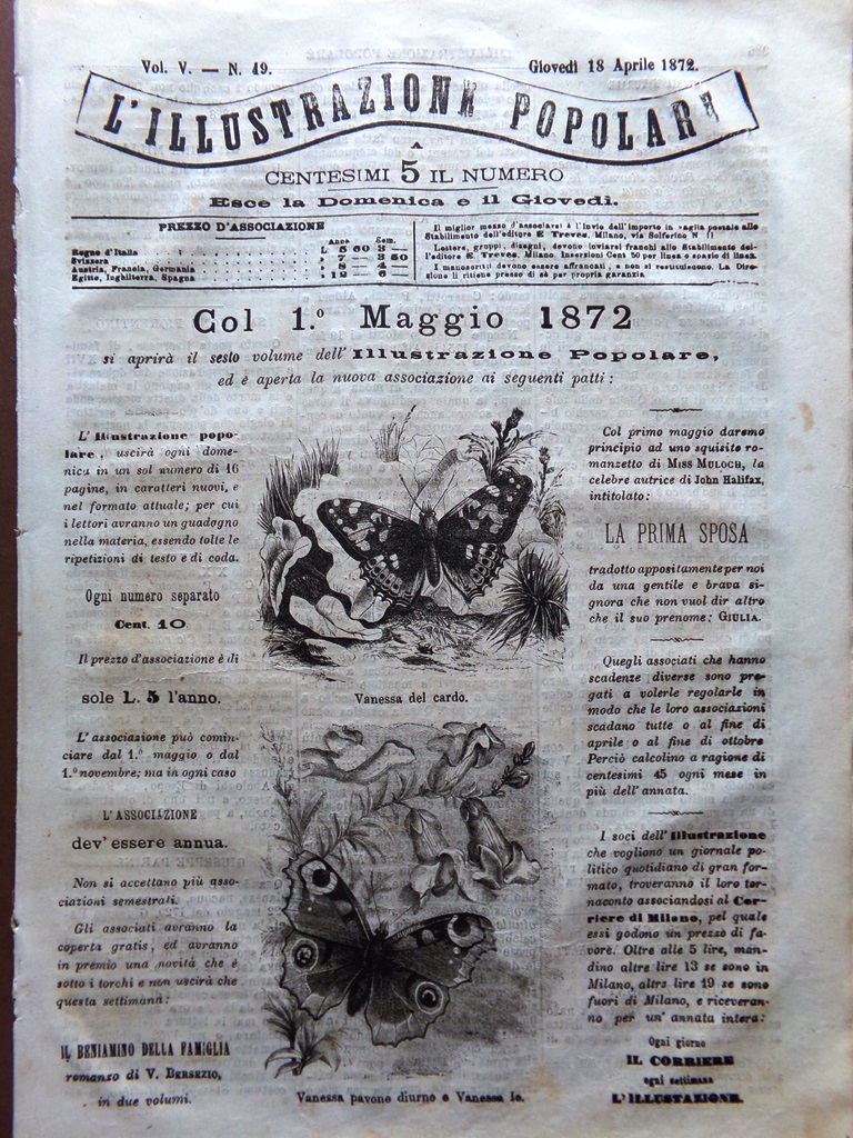 L'Illustrazione Popolare 18 Aprile 1872 Giuseppe Moris Vittorio Emanuele II …