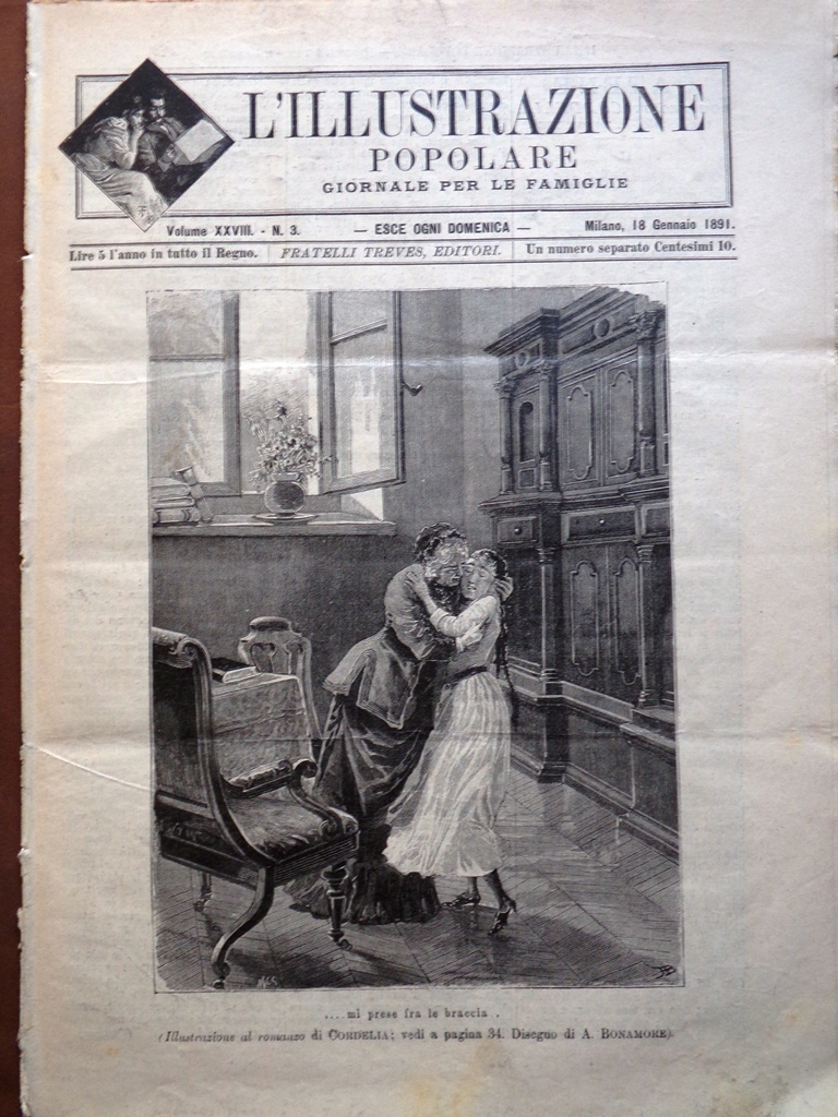 L'illustrazione Popolare 18 Gennaio 1891 De Amicis Mascagni Duse Robecchi …
