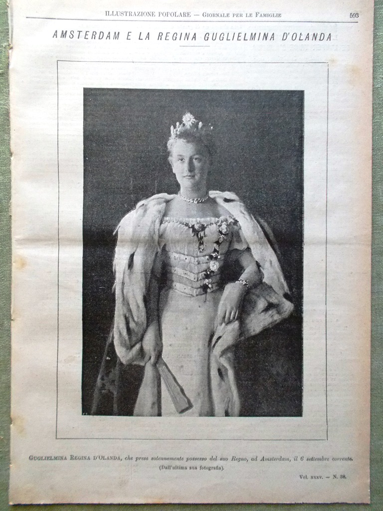 L'illustrazione Popolare 18 Settembre 1898 Amsterdam Sissi Guglielmina d'Olanda