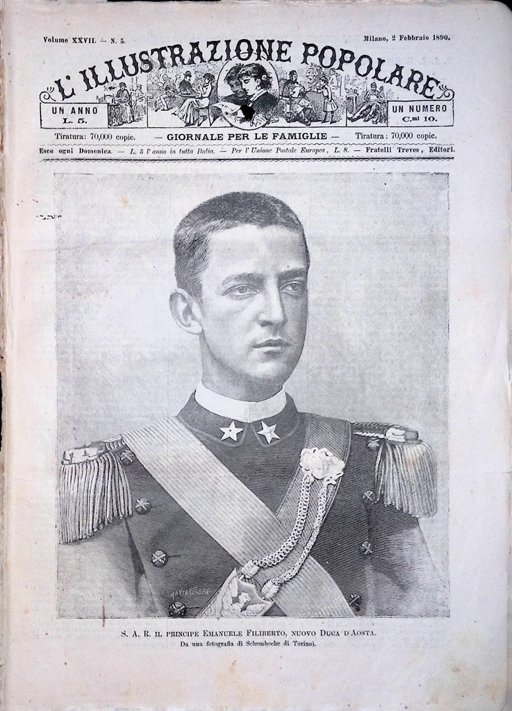 L'Illustrazione Popolare 2 Febbraio 1890 Principe Amedeo Stanley Filiberto Adua