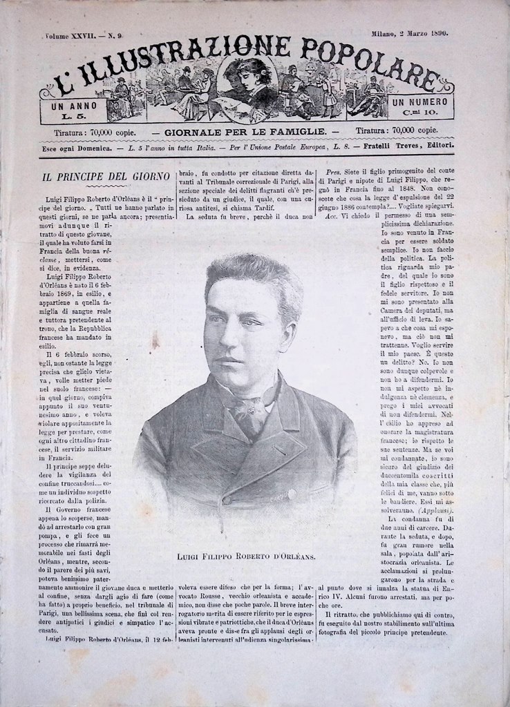 L'Illustrazione Popolare 2 Marzo 1890 Andrássy Orleans Anniversari Patriottici