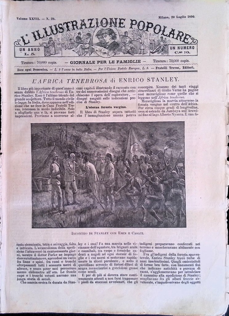 L'Illustrazione Popolare 20 Luglio 1890 Stanley Helgoland Fratelli Bandiera Cani