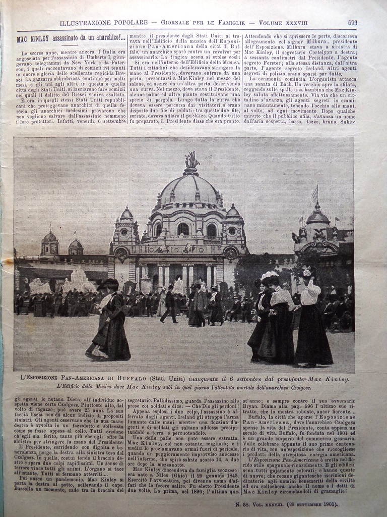 L'Illustrazione Popolare 22 Settembre 1901 Assassinio di William McKinley Eiffel