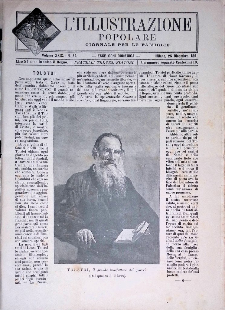 L'Illustrazione Popolare 25 Dicembre 1892 Lev Tolstoj Zorutti Presepio Dahomey