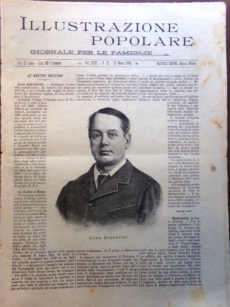 L'Illustrazione Popolare 25 Marzo 1894 Mercato Livorno Pasqua Napoli Bomba …