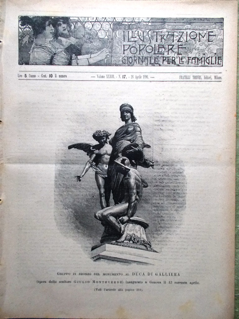 L'illustrazione Popolare 26 Aprile 1896 Galliera Porto Genova Interdonato Menini