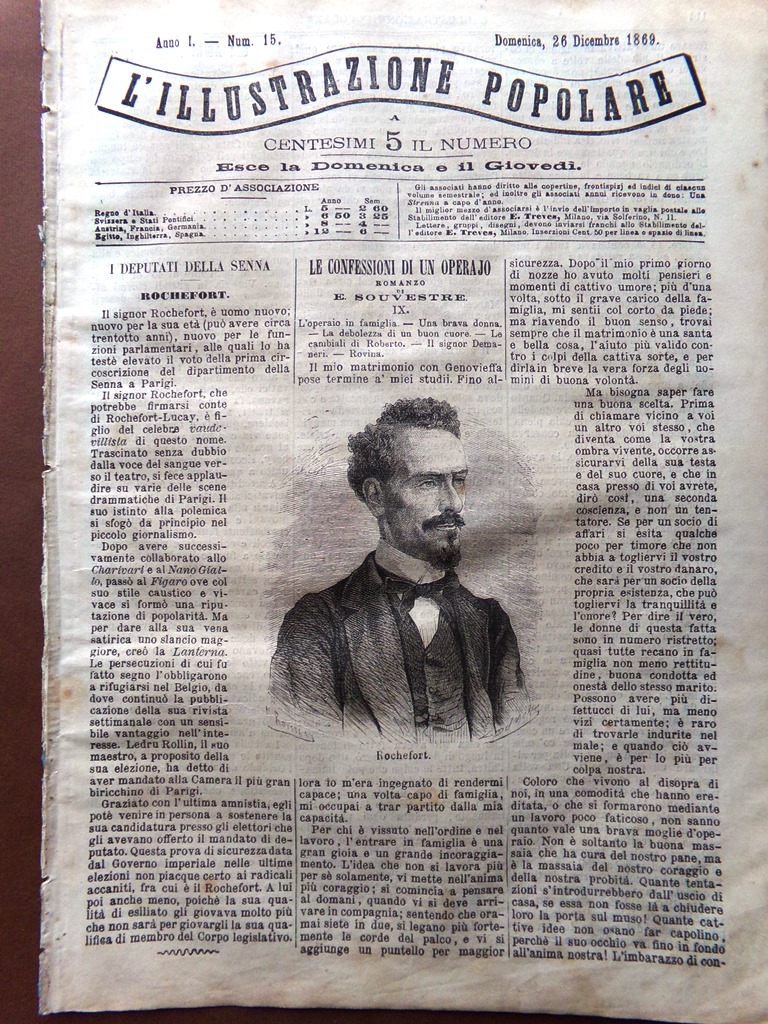 L'illustrazione Popolare 26 Dicembre 1869 Rochefort Himalaya Asini Medinet Habu