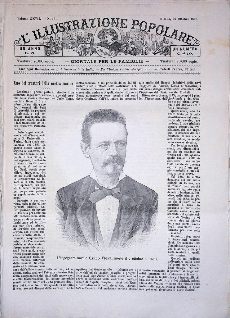 L'Illustrazione Popolare 26 Ottobre 1890 Vigna Parioli Accademia Navale Livorno