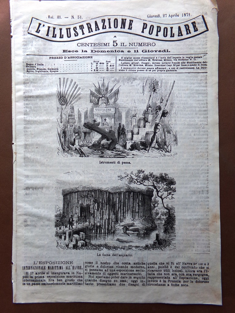 L'illustrazione Popolare 27 Aprile 1871 Marittima Havre Emblemi Impero Germanico