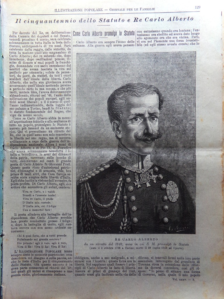 L'illustrazione Popolare 27 Febbraio 1898 Carlo Alberto Statuto Zola Ebrei …