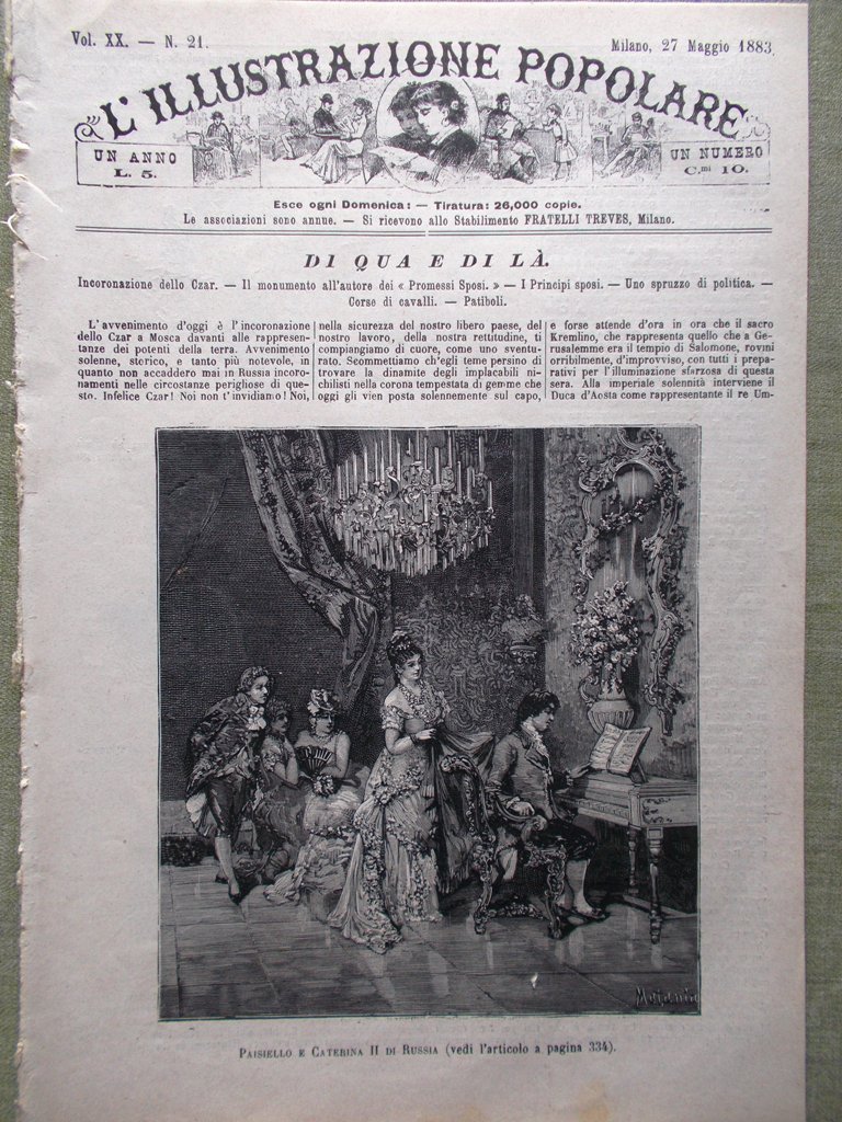 L'illustrazione Popolare 27 Maggio 1883 Russia Moscha Schulze-Delitzsch Manzoni