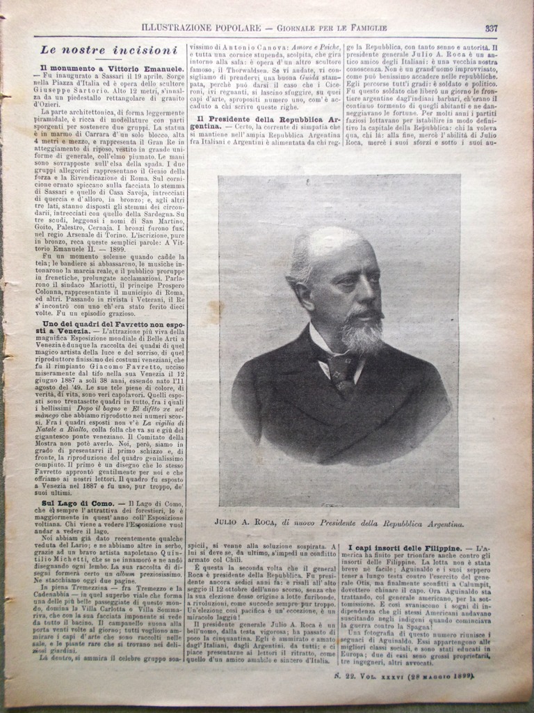 L'illustrazione Popolare 28 Maggio 1899 Filippine Hemans Carlotta Roca Lago …