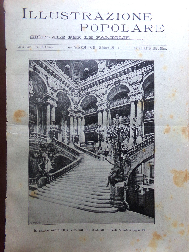 L'Illustrazione Popolare 28 Ottobre 1894 Behring Roux Difterite Verdi all'Opera