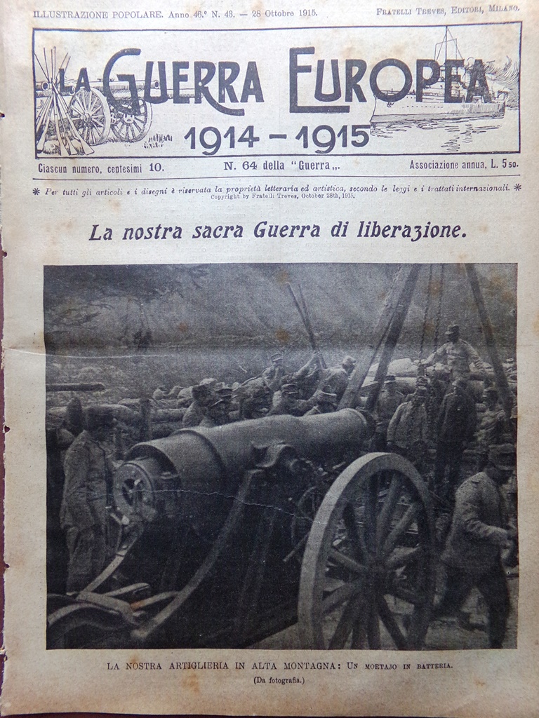 L'Illustrazione Popolare 28 Ottobre 1915 WW1 Monastir Salonicco Montagna Moltke