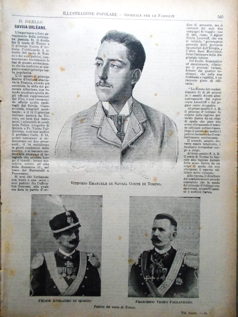 L'illustrazione Popolare 29 Agosto 1897 Risine Bellunese Palatino Savoia Orleans