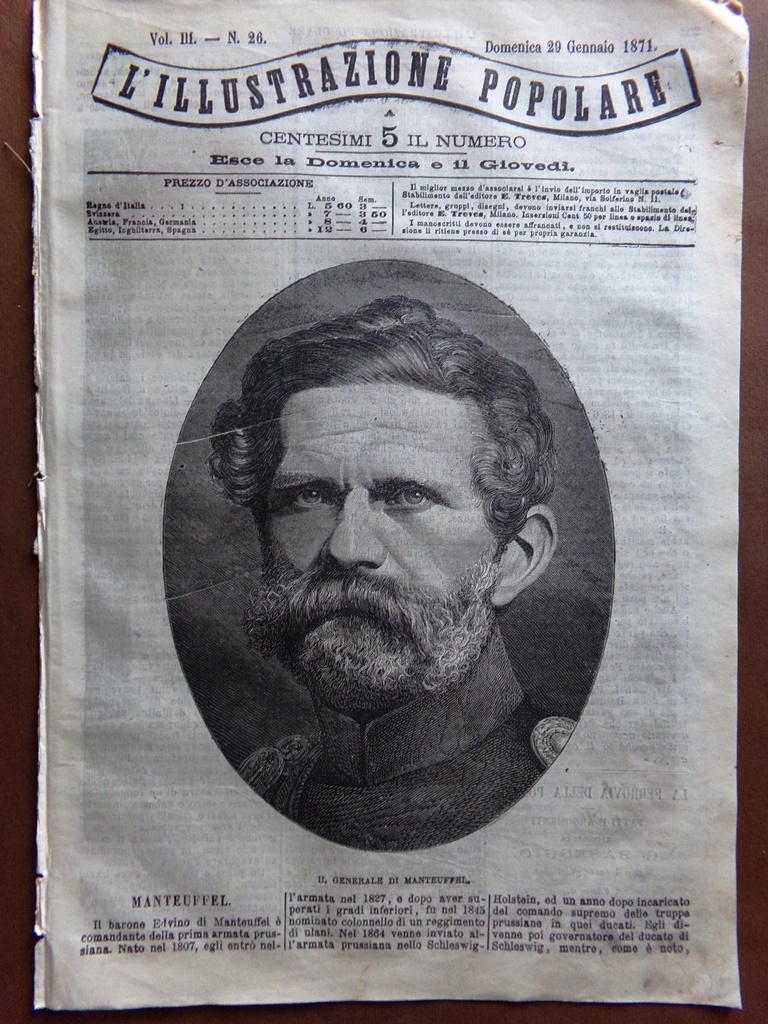 L'illustrazione Popolare 29 Gennaio 1871 Edwin von Manteuffel Rubens Ungheresi