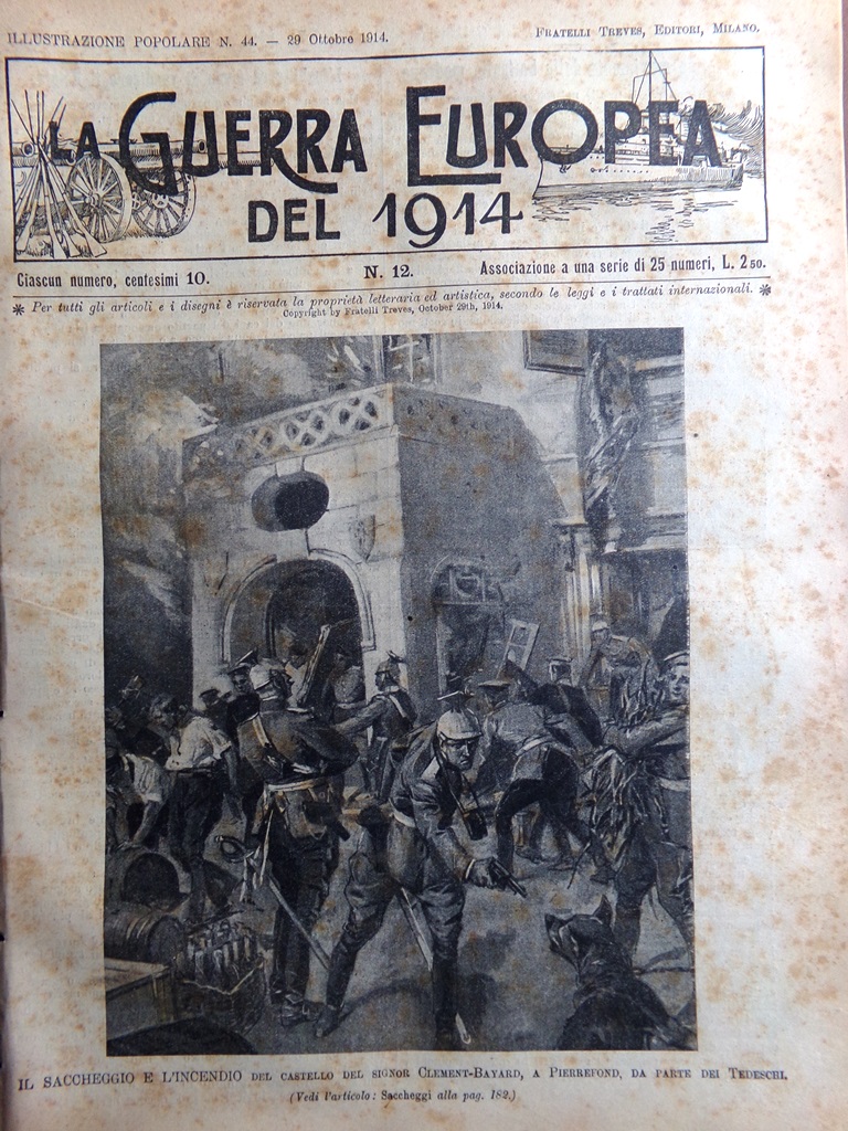 L'Illustrazione Popolare 29 Ottobre 1914 WW1 Maeterlinck Sudermann Belgio Morti