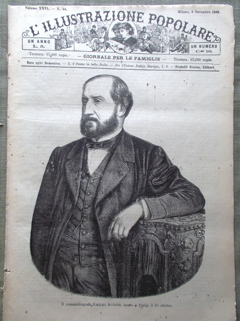 L'illustrazione Popolare 3 Novembre 1889 Emile Augier Cremazione Padiglione Roma