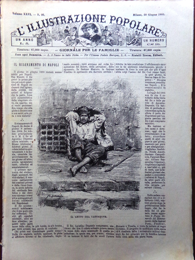 L'illustrazione Popolare 30 Giugno 1889 Quartieri Napoli Lavergne Vulcano Keren
