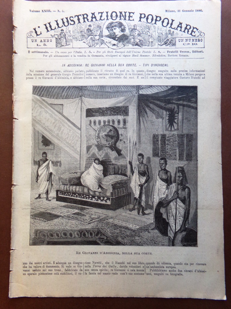 L'illustrazione Popolare 31 Gennaio 1886 Abissinia Posta Pneumatica Parigi Neve