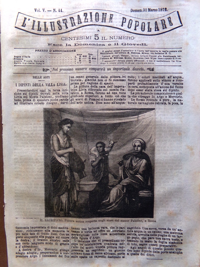 L'Illustrazione Popolare 31 Marzo 1872 Morte di Giuseppe Mazzini Pasqua …