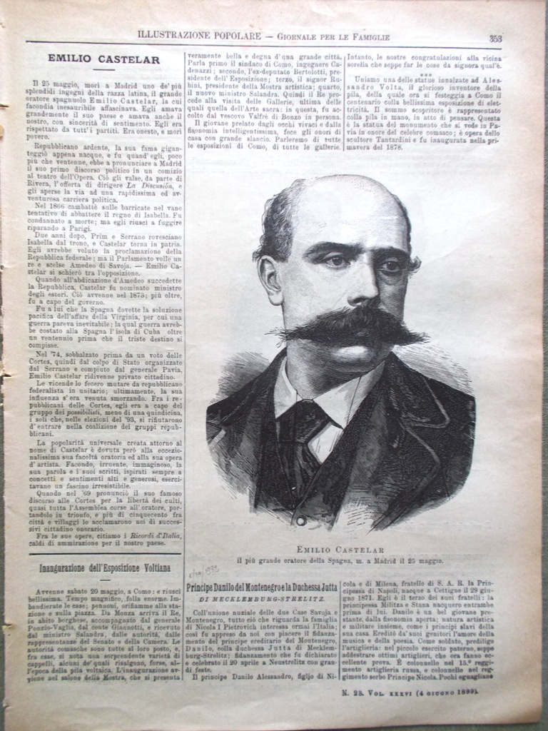 L'illustrazione Popolare 4 Giugno 1899 Castelar Leffler Rione Santa Lucia …