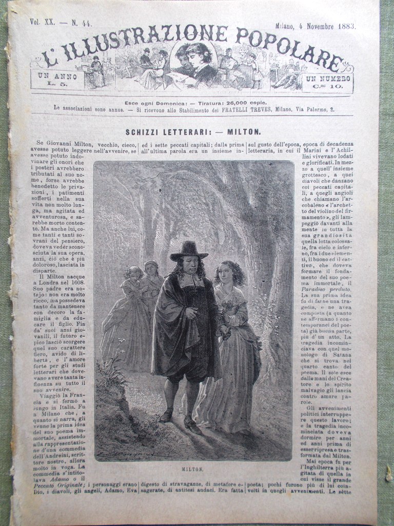 L'illustrazione Popolare 4 Novembre 1883 Milton Carta Conscience Cervello Isole