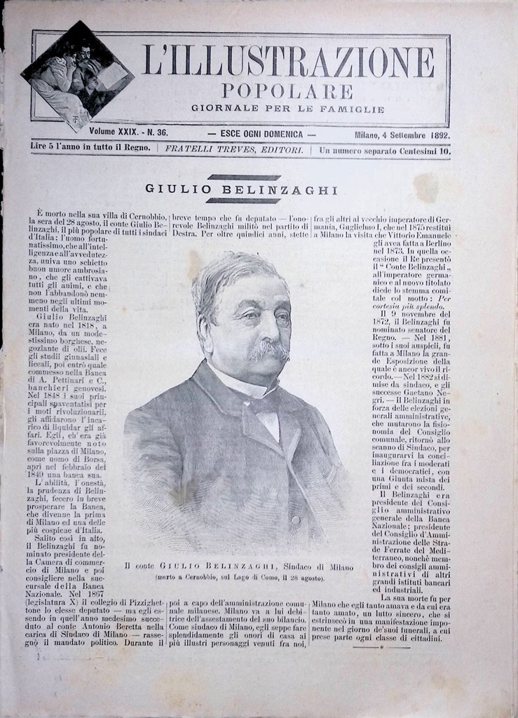 L'Illustrazione Popolare 4 Settembre 1892 Belinzaghi Barzaghi Rosalia a Palermo