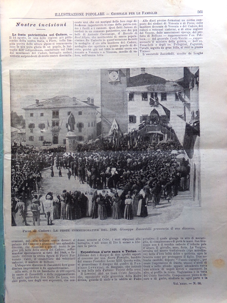L'illustrazione Popolare 4 Settembre 1898 Pieve Cadore Guerra Ispano-Americana
