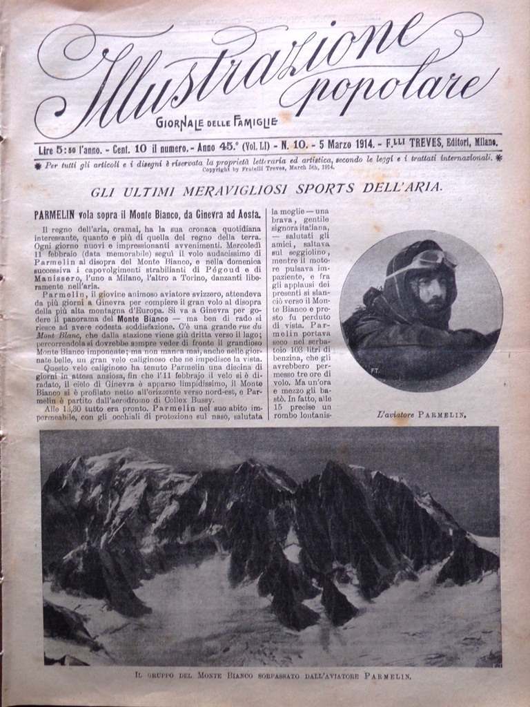 L'Illustrazione Popolare 5 Marzo 1914 Parmelin Aviazione Commedia Korner Albania