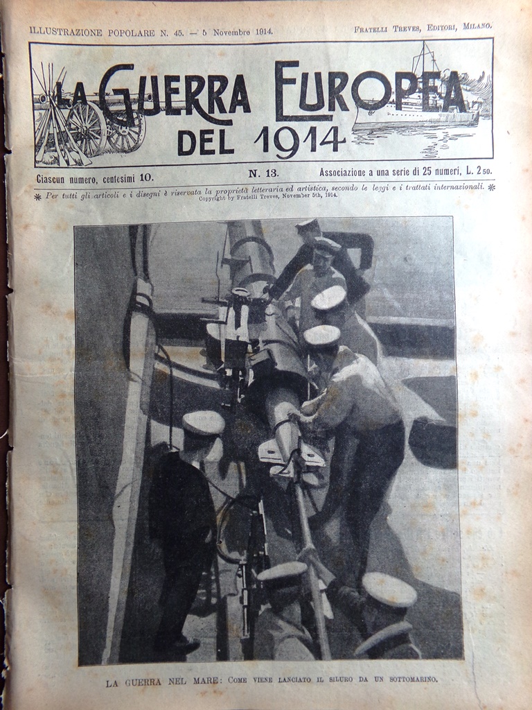 L'Illustrazione Popolare 5 Novembre 1914 WW1 Guerra Mare Imperatori Riservisti