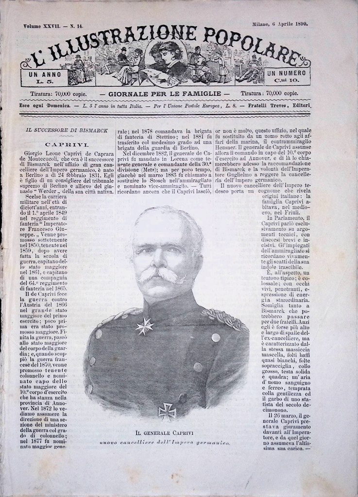 L'Illustrazione Popolare 6 Aprile 1890 Caprivi Monte Fuji Massimo Palermo …