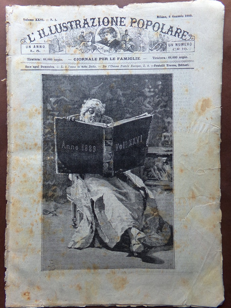 L'illustrazione Popolare 6 Gennaio 1889 Mancini Heiden Befana Polesine Eugenio