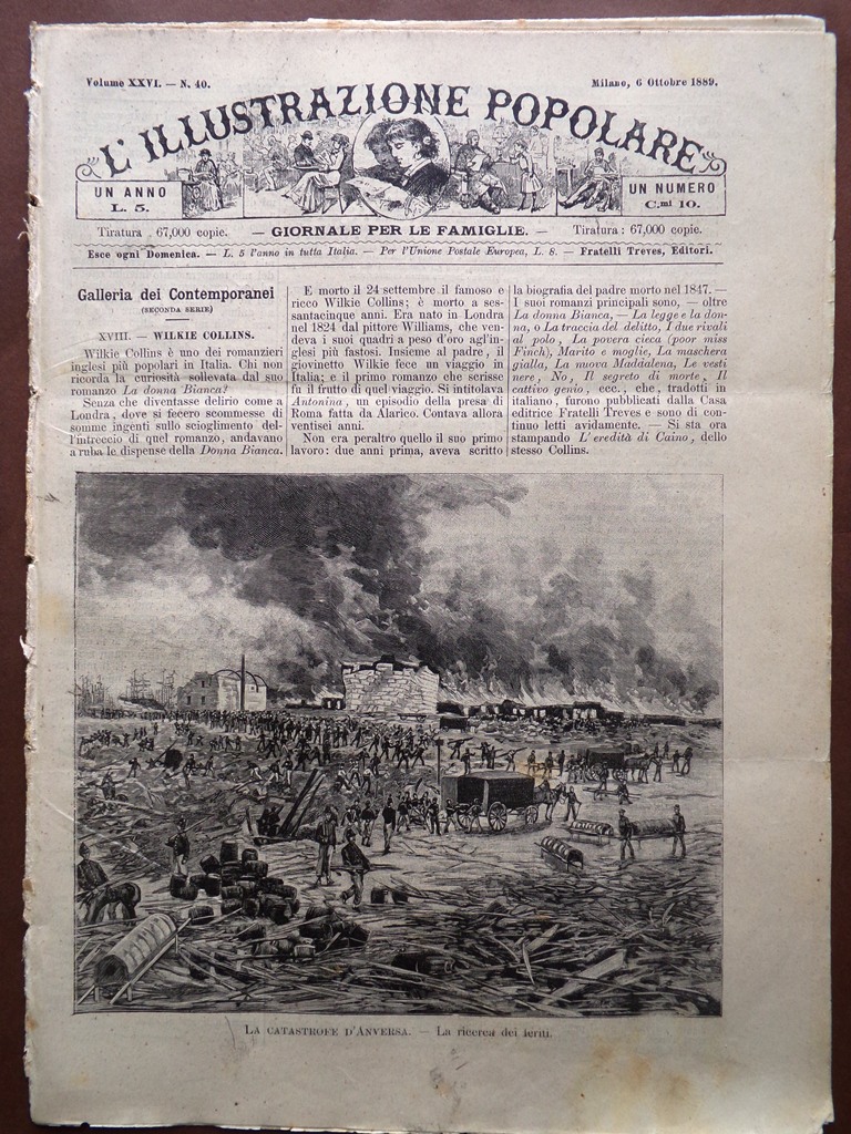 L'illustrazione Popolare 6 Ottobre 1889 Catastrofe di Anversa Schiaffino Crispi
