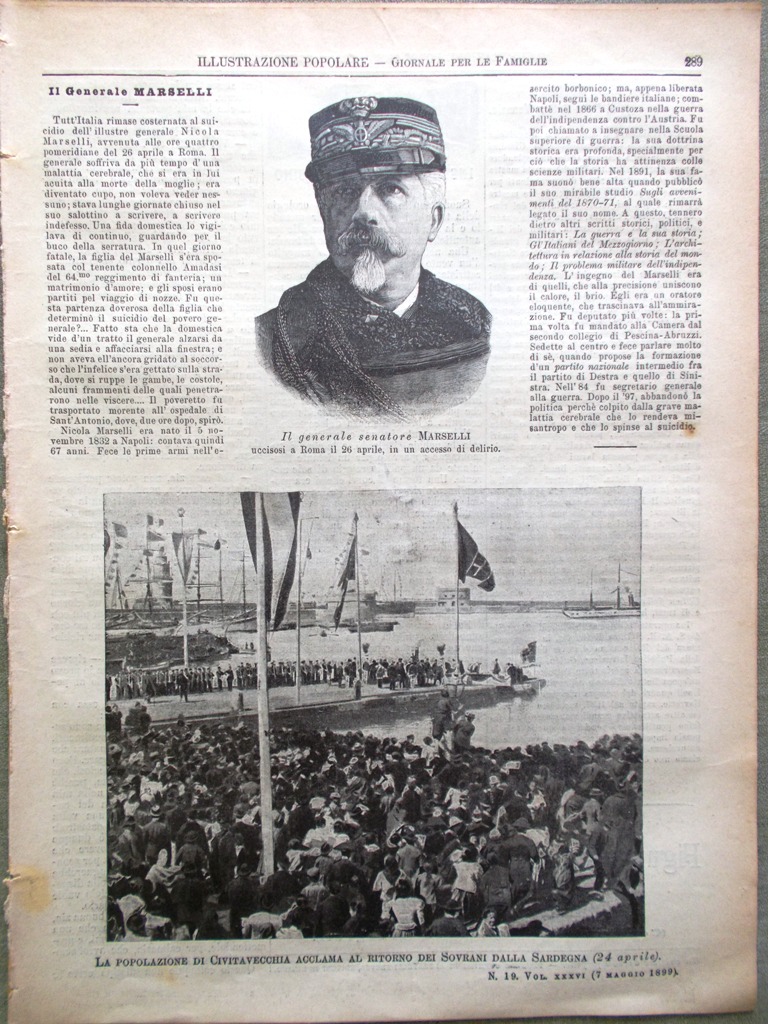 L'illustrazione Popolare 7 Maggio 1899 Marselli Giacomo Favretto Feste Cagliari