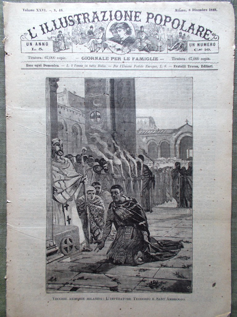 L'illustrazione Popolare 8 Dicembre 1889 Fuoco Sant'Ambrogio Canzone Napoletana