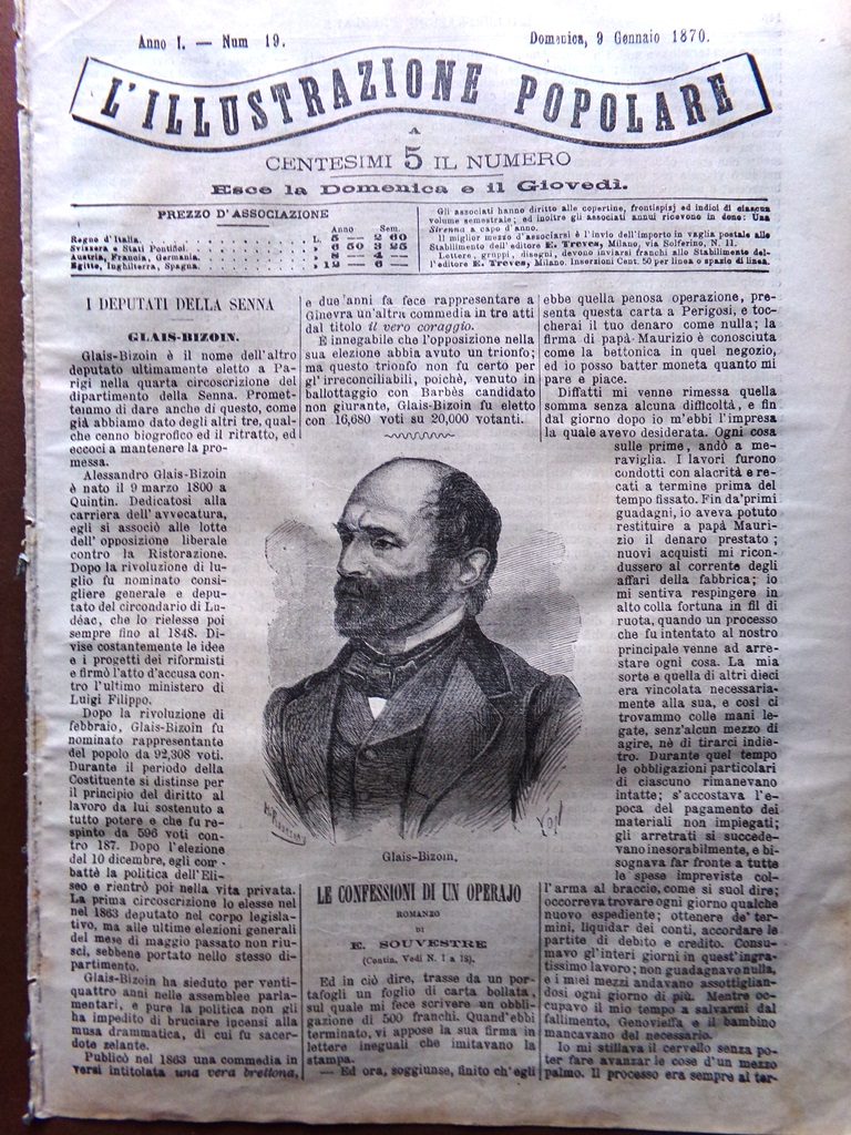 L'illustrazione Popolare 9 Gennaio 1870 Glais-Bizoin Mosca Isole Auckland Foche