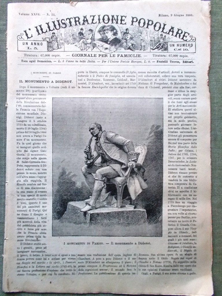 L'illustrazione Popolare 9 Giugno 1889 Friburgo Svizzera Diderot Re Berlino …