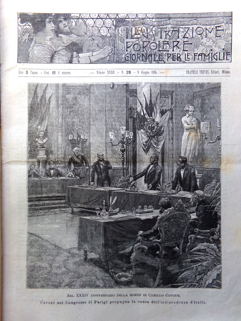 L'Illustrazione Popolare 9 Giugno 1895 Camillo Cavour Leprignano Rivolta di …