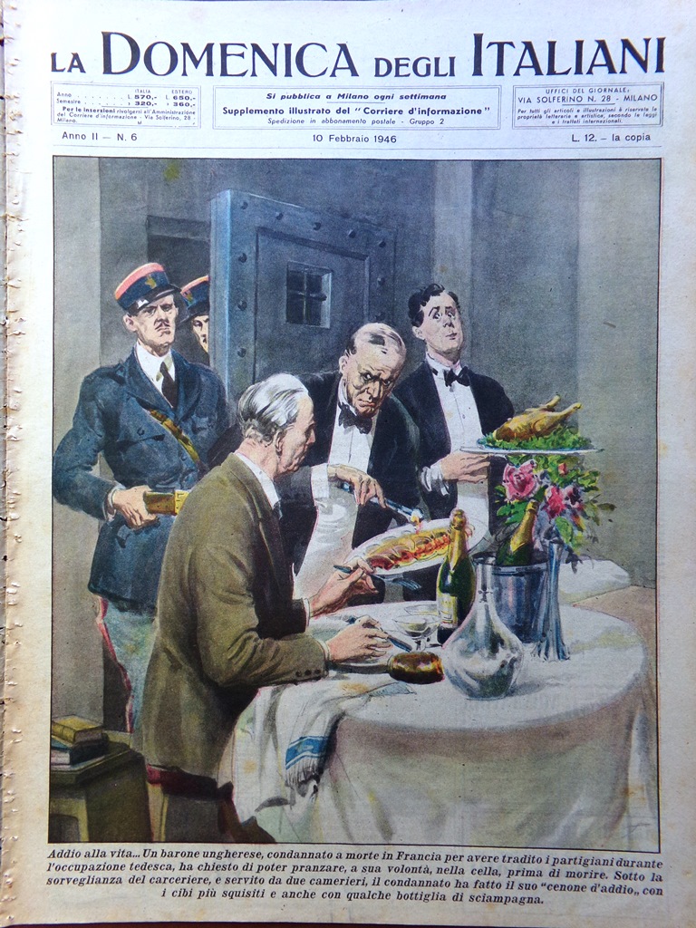 La Domenica degli Italiani Corriere 10 Febbraio 1946 Marmo Barbarani …