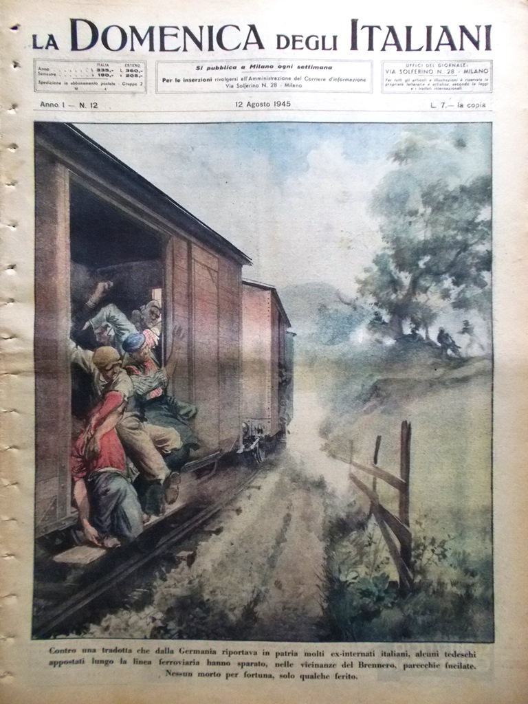 La Domenica degli Italiani Corriere 12 Agosto 1945 WW2 Pétain …