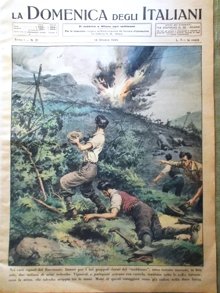 La Domenica degli Italiani Corriere 14 Ottobre 1945 Mine Ravennate …