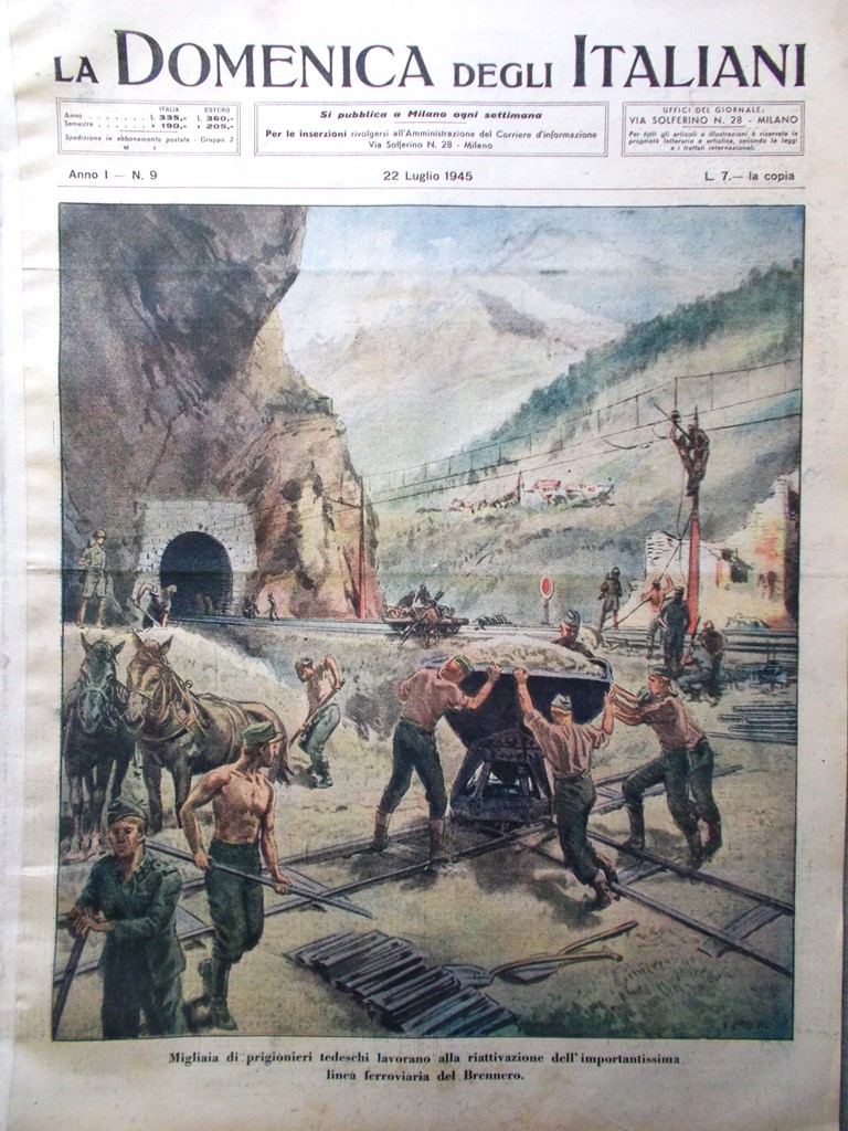 La Domenica degli Italiani Corriere 22 Luglio 1945 WW2 Tedeschi …